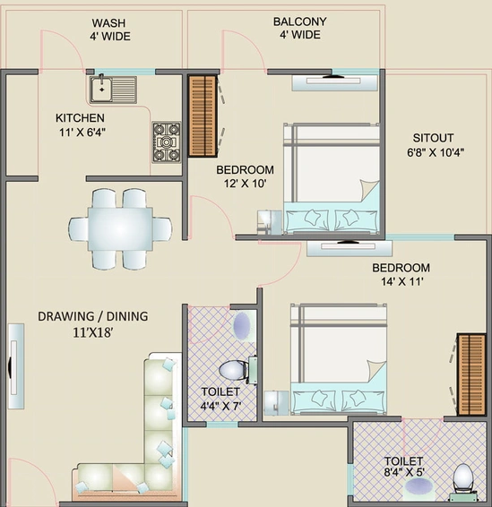 2 BHK Flat in Asnani Arka in Hoshangabad Road, Bhopal - Image 398183