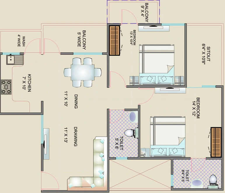 2 BHK Flat in Asnani Arka in Hoshangabad Road, Bhopal - Image 398184