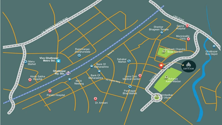 Location of Gurukrupa Divyam in Ghatkopar East, Mumbai - Image 121613