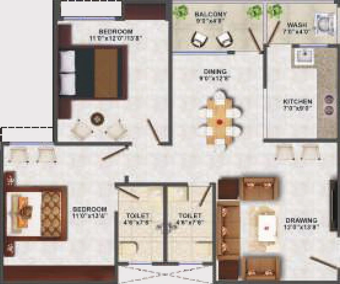 2 BHK Flat in Fortune Signature Phase 1 in Bawadiya Kalan, Bhopal - Image 793221