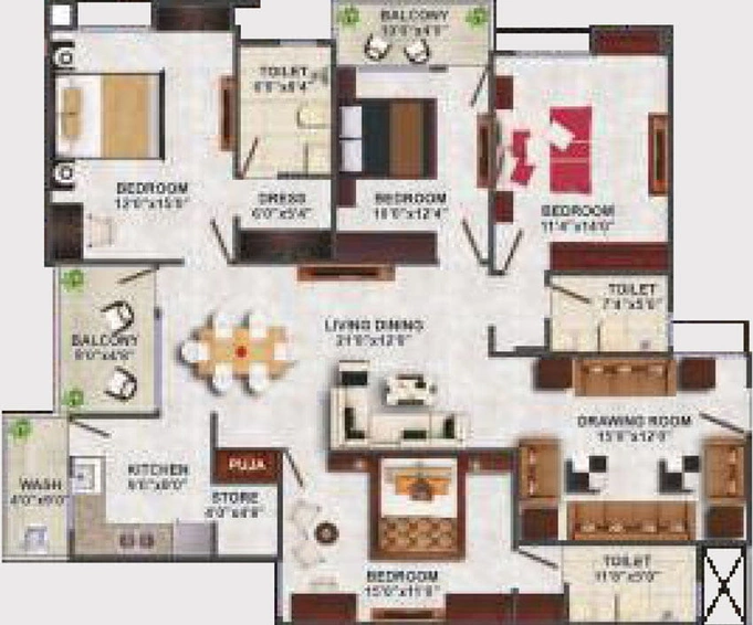 4 BHK Flat in Fortune Signature Phase 1 in Bawadiya Kalan, Bhopal - Image 793225