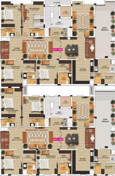 Floor Plan of Nahar Jasoda in Kilpauk, Chennai - Image 47802