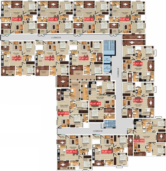 Floor Plan of Nahar Grandeur in Sholinganallur, Chennai - Image 47809