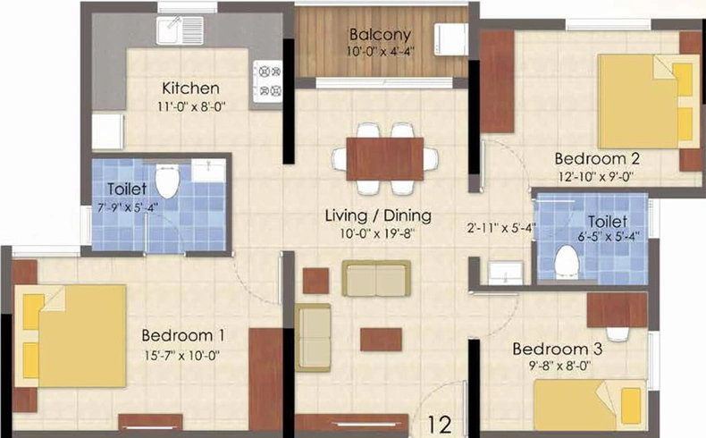 3 BHK Flat in Lancor Infinys in Keelkattalai, Chennai - Image 494334