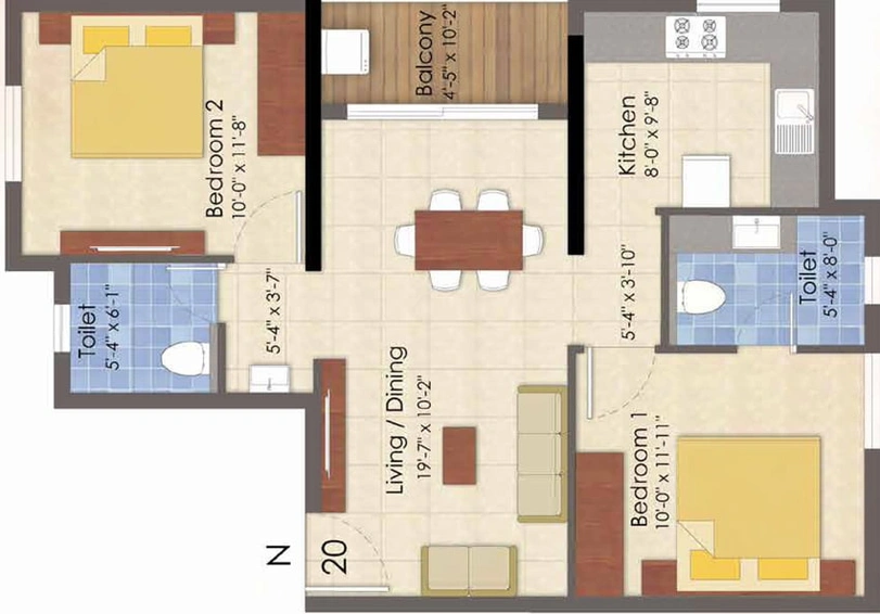 2 BHK Flat in Lancor Infinys in Keelkattalai, Chennai - Image 494331