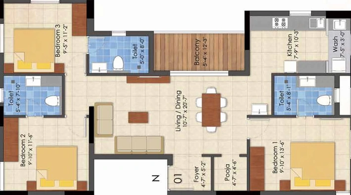 3 BHK Flat in Lancor Infinys in Keelkattalai, Chennai - Image 494335