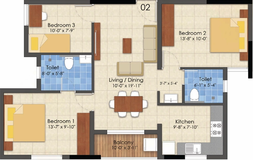 3 BHK Flat in Lancor Infinys in Keelkattalai, Chennai - Image 494333