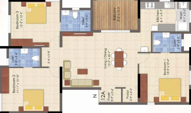 3 BHK Flat in Lancor Infinys in Keelkattalai, Chennai - Image 494336