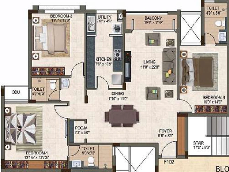 3 BHK Flat in Bhaggyam Athulya in Sholinganallur, Chennai - Image 363692