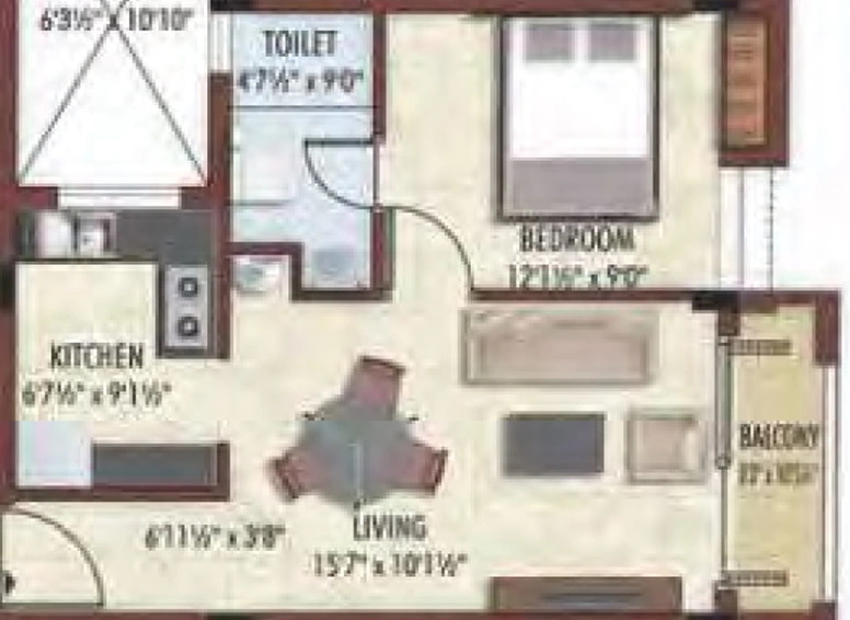 1 BHK Flat in Bhaggyam Pragathi in Karapakkam, Chennai - Image 494301