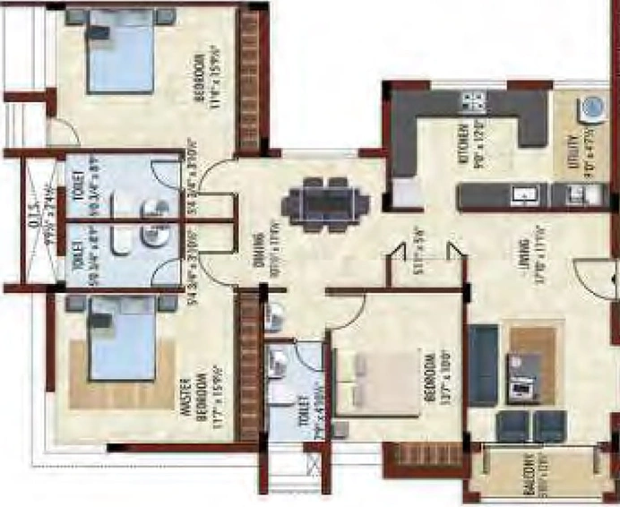 3 BHK Flat in Bhaggyam Pragathi in Karapakkam, Chennai - Image 494306