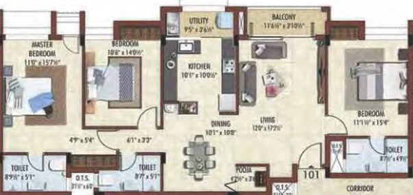 3 BHK Flat in Bhaggyam Pragathi in Karapakkam, Chennai - Image 494305