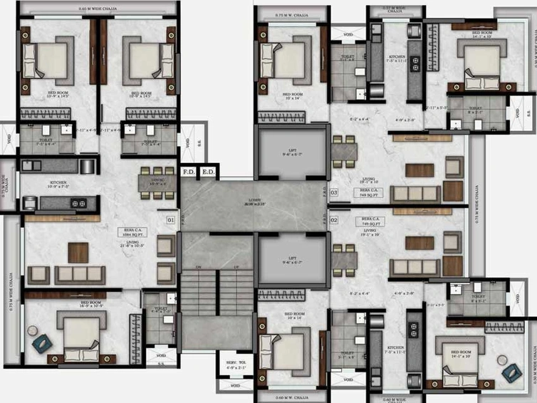 Floor Plan of H.Rishabraj Blue Lotus in Santacruz West, Mumbai - Image 17585