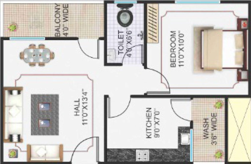 1 BHK Flat in Sheetal Dham in Hoshangabad Road, Bhopal - Image 399175