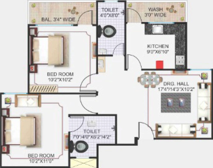 2 BHK Flat in Sheetal Dham in Hoshangabad Road, Bhopal - Image 399176