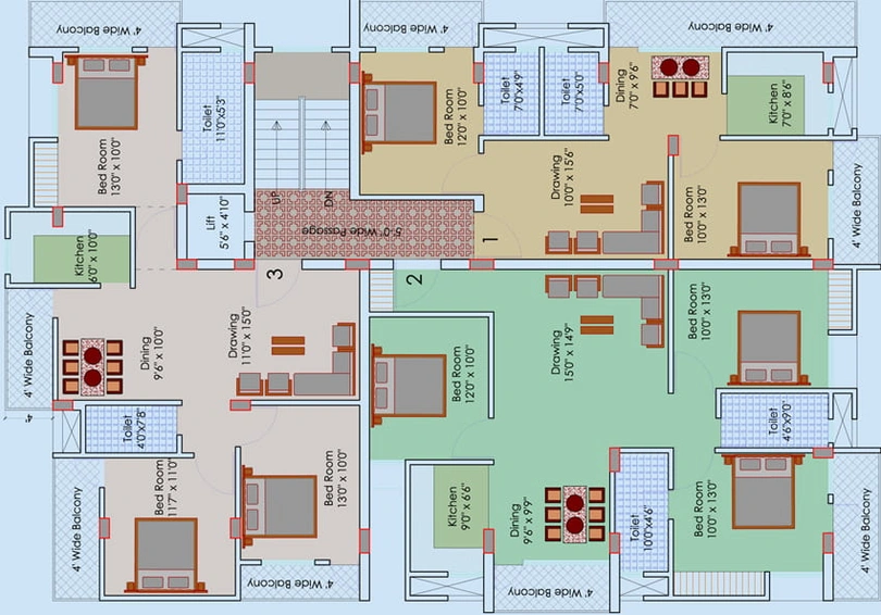 Floor Plan of Aakriti Vaishnavi Hills in Booty More, Ranchi - Image 53537