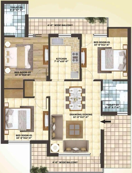 3 BHK Flat in Vision Amari Greens in Kharar, Chandigarh - Image 368324