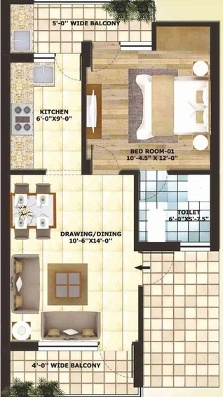 1 BHK Flat in Vision Amari Greens in Kharar, Chandigarh - Image 368322