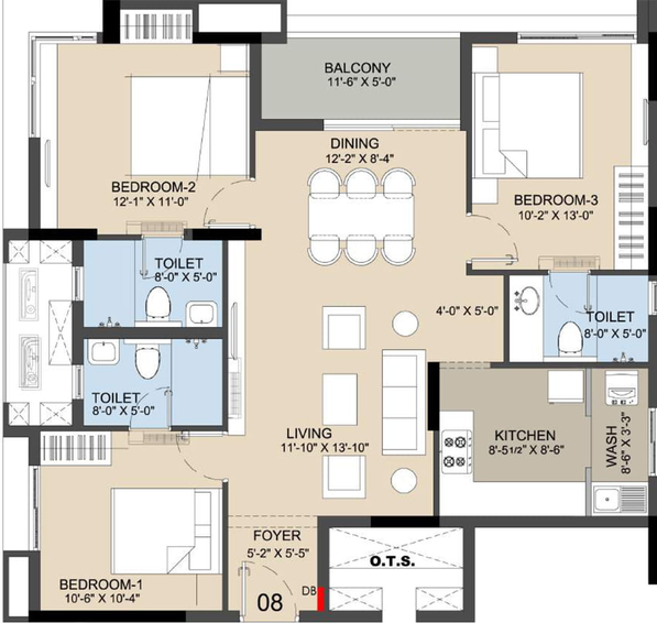 3 BHK Flat in Radiance Icon in Koyambedu, Chennai - Image 356362