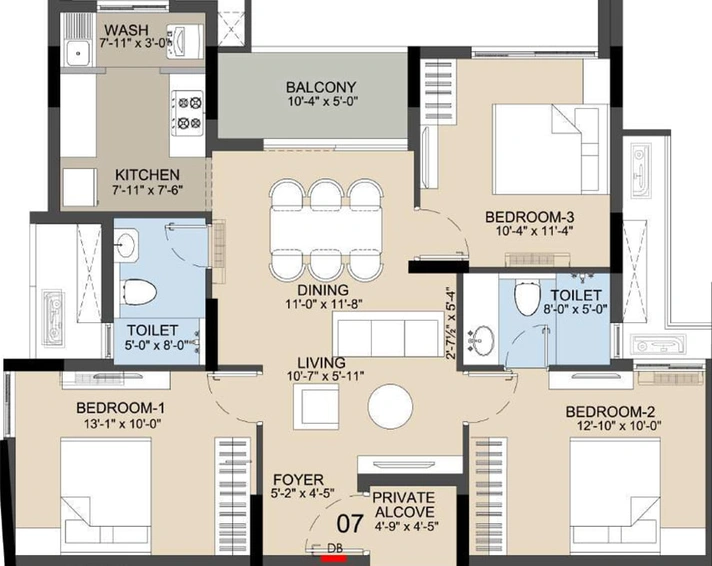 3 BHK Flat in Radiance Icon in Koyambedu, Chennai - Image 356361