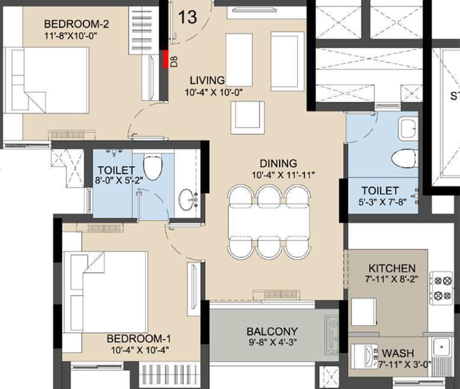 2 BHK Flat in Radiance Icon in Koyambedu, Chennai - Image 356359
