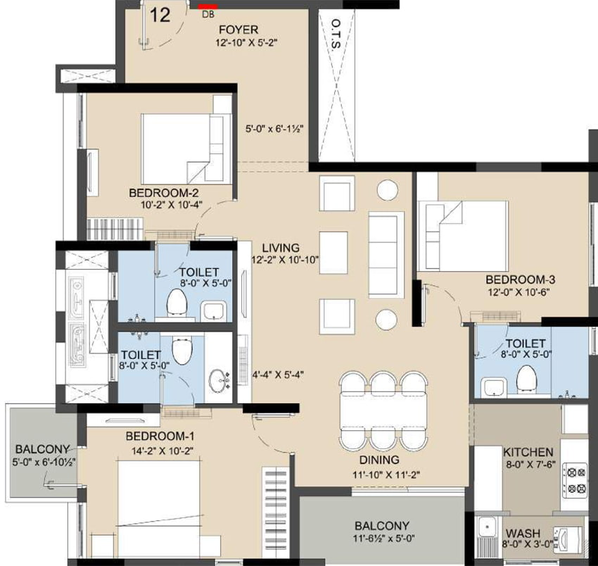 3 BHK Flat in Radiance Icon in Koyambedu, Chennai - Image 356363