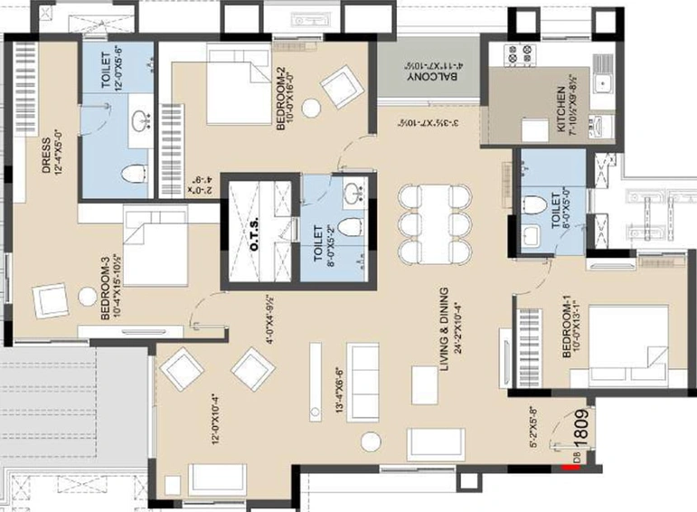 3 BHK Flat in Radiance Icon in Koyambedu, Chennai - Image 356365