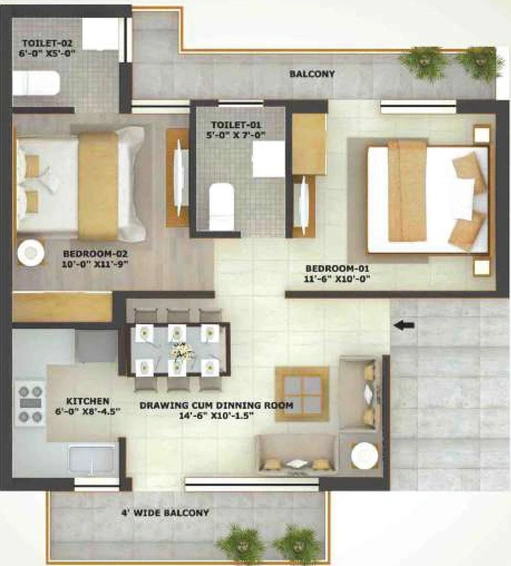2 BHK Flat in Vision Nature Huts 3 in Kharar, Chandigarh - Image 368161