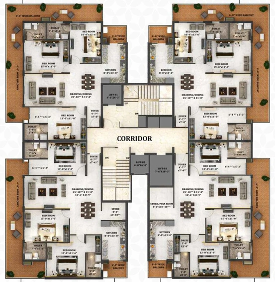 Floor Plan of Northview Homez in Zirakpur, Chandigarh - Image 5619