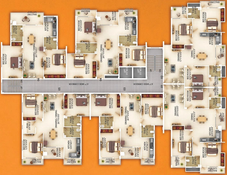 Floor Plan of Eklavya Tower in Pundag, Ranchi - Image 5856