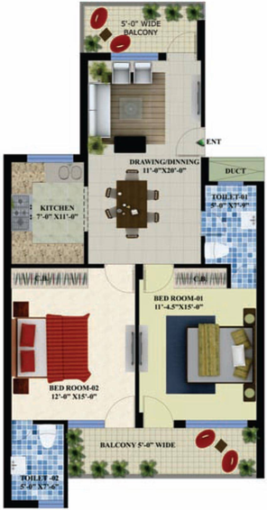 2 BHK Flat in Amayra Greens in Kharar, Chandigarh - Image 368123
