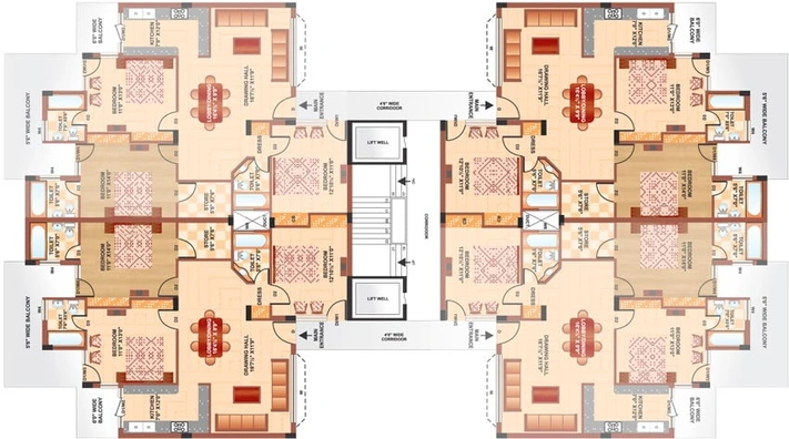 Floor Plan of Riverdale Apartments in Zirakpur, Chandigarh - Image 5604