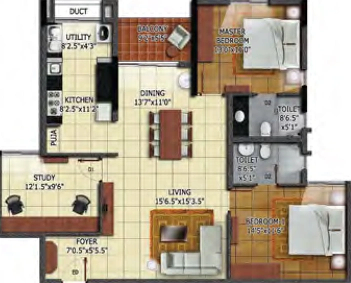 2 BHK Flat in Radiance Mandarin in Thoraipakkam, Chennai - Image 356890