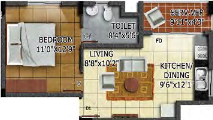 1 BHK Flat in Radiance Mandarin in Thoraipakkam, Chennai - Image 356889
