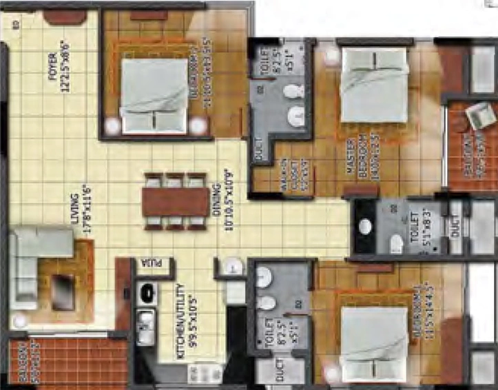 3 BHK Flat in Radiance Mandarin in Thoraipakkam, Chennai - Image 356892