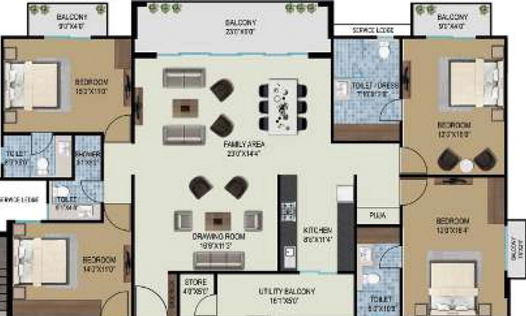4 BHK Flat in Virasha Nisarga in Bawadiya Kalan, Bhopal - Image 491782