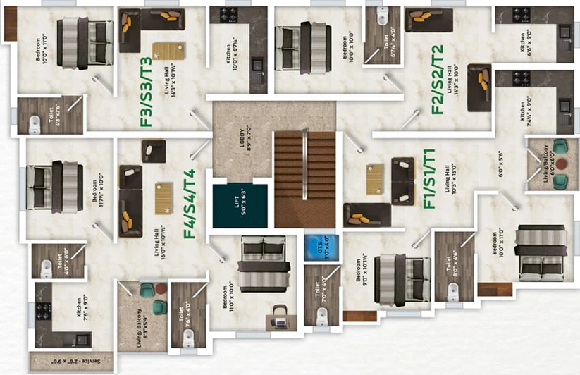 Floor Plan of KVR Sri Padmavathi in Kolathur, Chennai - Image 4900