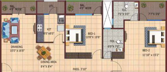 2 BHK Flat in Aryavrat British Park in Hoshangabad Road, Bhopal - Image 400401