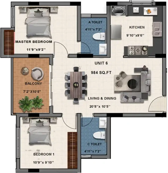 2 BHK Flat in Rajparis Lake View in Medavakkam, Chennai - Image 495546