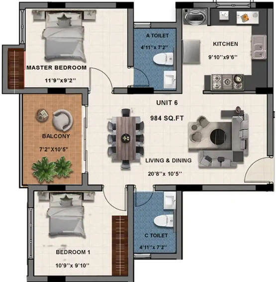 2 BHK Flat in Rajparis Lake View in Medavakkam, Chennai - Image 495547