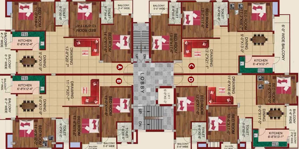 Floor Plan of Prarthana Arihant Residency in Bariatu, Ranchi - Image 5776