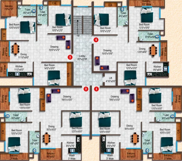 Floor Plan of Triveni Rajkeshri Heights in Pundag, Ranchi - Image 5864