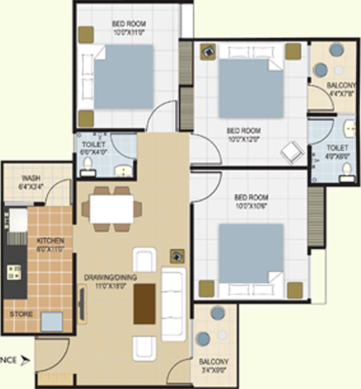 3 BHK Flat in IBD Hallmark Citii in Kolar Road, Bhopal - Image 400757