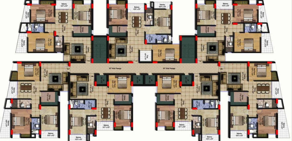 Floor Plan of Morias Skydale in Morabadi, Ranchi - Image 5958