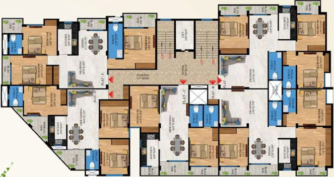 Floor Plan of Lucky Abhinandan Residency in Bariatu, Ranchi - Image 5807