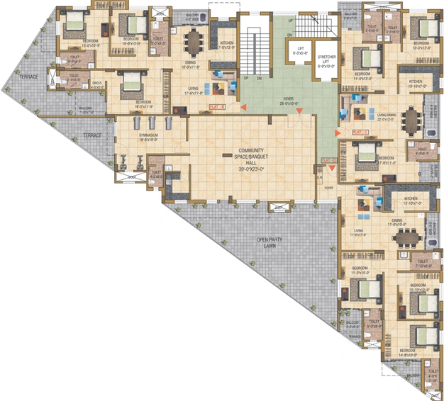 Floor Plan of Feacon Heritage Premium in Dipatoli, Ranchi - Image 53615