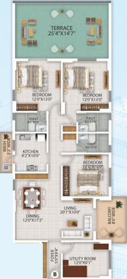 3 BHK Flat in Pushpanjali Poetree in Bariatu, Ranchi - Image 368818