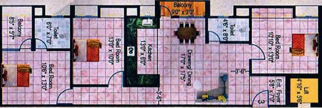 3 BHK Flat in Sri Baidyanath Enclave in Kanke, Ranchi - Image 369497