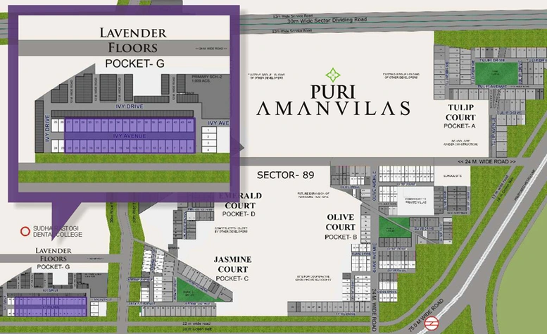 Master Plan of Puri Lavender Floors - Amanvilas in Sector 89, Faridabad - Image 8848