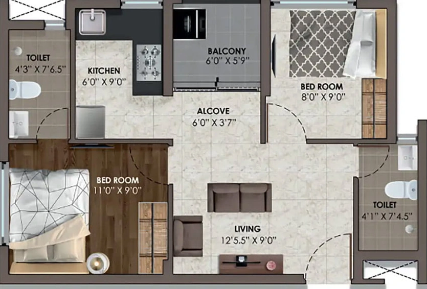 2 BHK Flat in VRX Fete in Poonamallee, Chennai - Image 413766